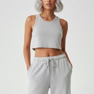 NWT SKIMS Gray Cropped Boyfriend Tank Top SIZE XS